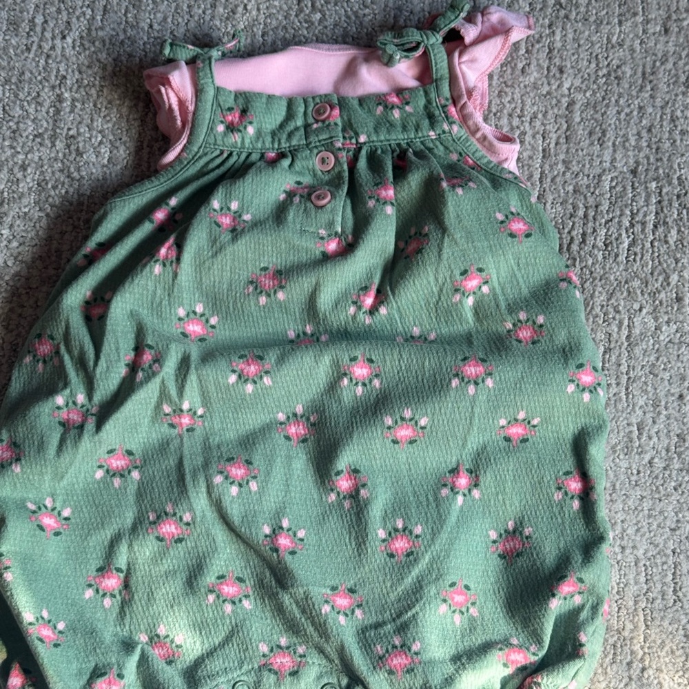 Carter's Pink and Green Floral Baby Romper